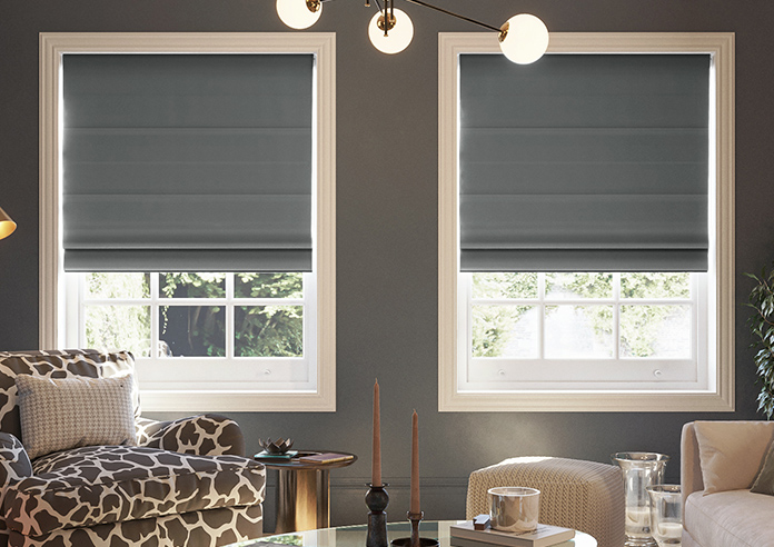 Kyoto Faux Silk, Anthracite - Motorised Roman Blind - Image 3